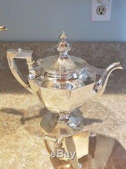 Antique Victorian Engraved Gorham Sterling Silver Tea Set 3lb sterling