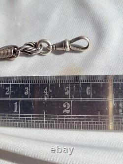 Antique Victorian Fancy Links Double Sterling Silver Pocket Watch Albert Chain
