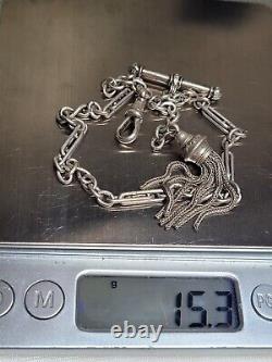 Antique Victorian Fancy Links Silver Pocket Watch Albert Chain Albertina