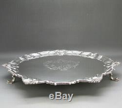 Antique Victorian Fine Quality Solid Sterling Silver Salver 27.2cm London 1894