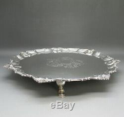 Antique Victorian Fine Quality Solid Sterling Silver Salver 27.2cm London 1894