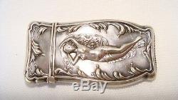 Antique Victorian Flowing Nude Sterling Silver Match Safe Holder Vesta Art