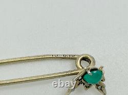 Antique Victorian Gilt 800 Solid Silver Chrysoprase Seed Pearl Insect Bug Brooch