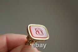 Antique Victorian Gold Cased Carnelian Initialled Seal Pendant Watch Fob Charm
