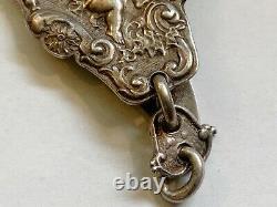 Antique Victorian Gorham Sterling Chatelaine Purse Belt Clip Holder Cherub Bird