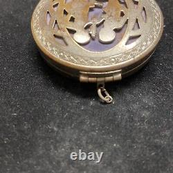 Antique Victorian Hand engraved Sterling silver Compact Mirror Open Work J521