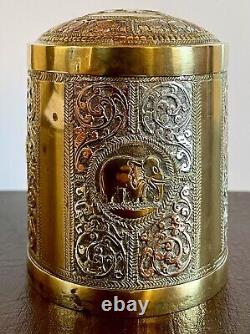 Antique Victorian Indian Silver Brass & Copper Tea Caddy Betel Box & Elephants