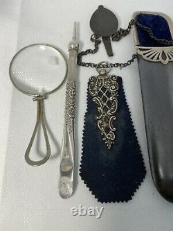 Antique Victorian Mixed Lot Silver Propelling Pencil And Pen Wipe