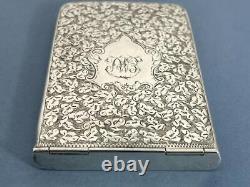 Antique Victorian Ornate Solid Silver Needham's Patent Card Case Birm 1897