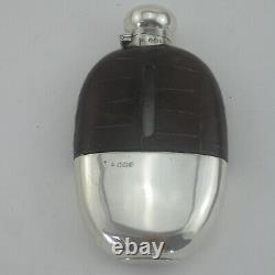 Antique Victorian Oval Sterling Silver Hip Flask