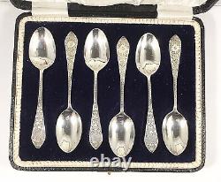 Antique Victorian Set of Six Sterling Silver Teaspoons Engraved'S' London 1895