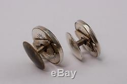 Antique Victorian Silver Aesthetic Bachelor Buttons Solitaire Cufflinks c1880