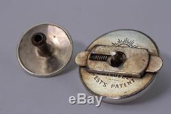 Antique Victorian Silver Aesthetic Bachelor Buttons Solitaire Cufflinks c1880