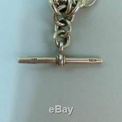 Antique Victorian Silver Double Clip Pocket Watch Albert Chain & Fob 52g
