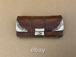 Antique Victorian Silver Mounts And Leather Concertina Purse C1890