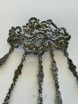 Antique Victorian Silver Plated Chatelaine with 5 Accessory Pieces