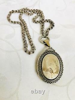 Antique Victorian Solid Silver Aesthetic Locket And Chain Birmingham C1890