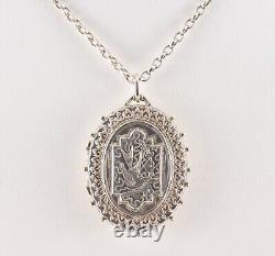 Antique Victorian Solid Silver Aesthetic Swallow Locket & Chain, Birmingham1893