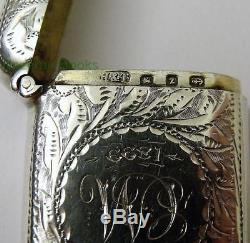 Antique Victorian Solid Silver Albert Chain Sovereign Coin & Vesta Case 1899