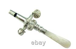 Antique Victorian Solid Silver Baby Rattle & Whistle 1895