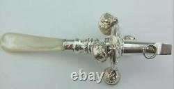 Antique Victorian Solid Silver Baby Rattle & Whistle 1895