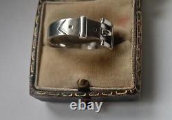 Antique Victorian Solid Silver Belt Buckle Ring Birmingham 1900