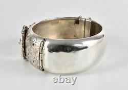 Antique Victorian Solid Silver Buckle Hinged Bracelet, Birmingham, 1883, Cased