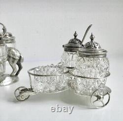 Antique Victorian Solid Silver Cart Cruet Set Holder 1867