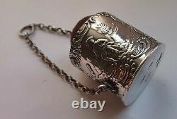 Antique Victorian Solid Silver Chatelaine Pin Cushion, London 1891