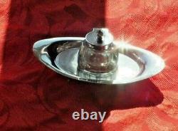 Antique Victorian Solid Silver & Cut Glass Inkwell Standish ASPREY