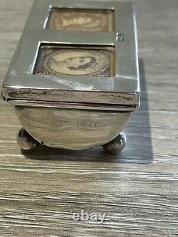 Antique Victorian Solid Silver Double Stamp Box With Sprung Lid. Slight Damage