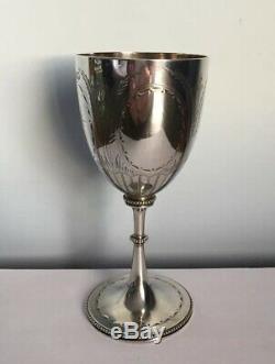 Antique Victorian Solid Silver Engraved Goblet 1875