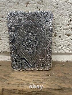 Antique Victorian Solid Silver Foliage Engraved Card Case 1863