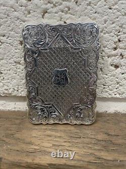 Antique Victorian Solid Silver Foliage Engraved Card Case 1863