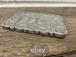 Antique Victorian Solid Silver Foliage Engraved Card Case 1863