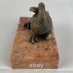 Antique Victorian Solid Silver Gilt Game Bird Statue Modern Marble Base Maker II