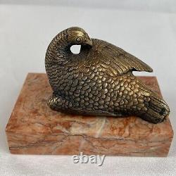 Antique Victorian Solid Silver Gilt Game Bird Statue Modern Marble Base Maker II