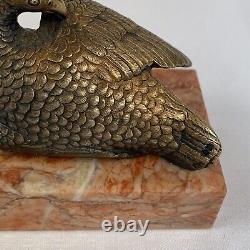 Antique Victorian Solid Silver Gilt Game Bird Statue Modern Marble Base Maker II