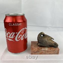 Antique Victorian Solid Silver Gilt Game Bird Statue Modern Marble Base Maker II