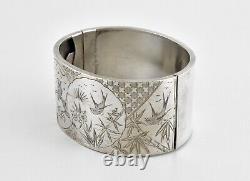 Antique Victorian Solid Silver Hinged Cuff Bracelet, C1880