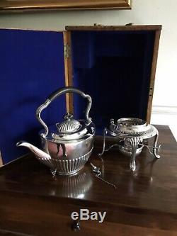 Antique Victorian Solid Silver Kettle & Burner On Stand Sheff 1896 Mappin&webb