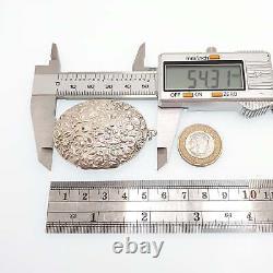 Antique Victorian Solid Silver Locket Shell & Flower Embossed Large Big Oval