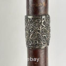 Antique Victorian Solid Silver Mounted Walking Stick 1897 84cm
