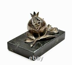 Antique Victorian Solid Silver Pomegranate Marble Paperweight Paper Weight