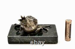 Antique Victorian Solid Silver Pomegranate Marble Paperweight Paper Weight