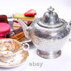 Antique Victorian Solid Silver Teapot with Rare Dotted Pattern Barnards 1863