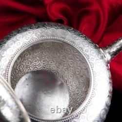 Antique Victorian Solid Silver Teapot with Rare Dotted Pattern Barnards 1863