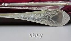 Antique Victorian Solid Sterling Silver Christening Cutlery Set Hallmarked