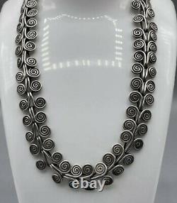 Antique Victorian Solid Sterling Silver Decorative Swirl Necklace choker 54g