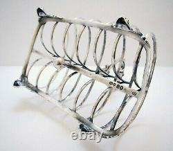 Antique Victorian Solid Sterling Silver English Toast Rack, Heart shaped Handle